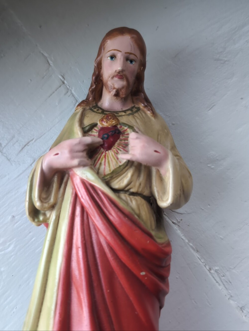 Vintage chalkware Jesus with Sacred Heart